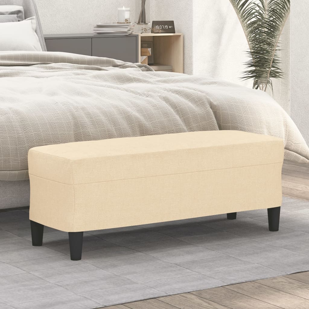 Bankje 100x35x41 cm stof crèmekleurig is nu te koop bij PeponiXL, paradijselijk wonen!