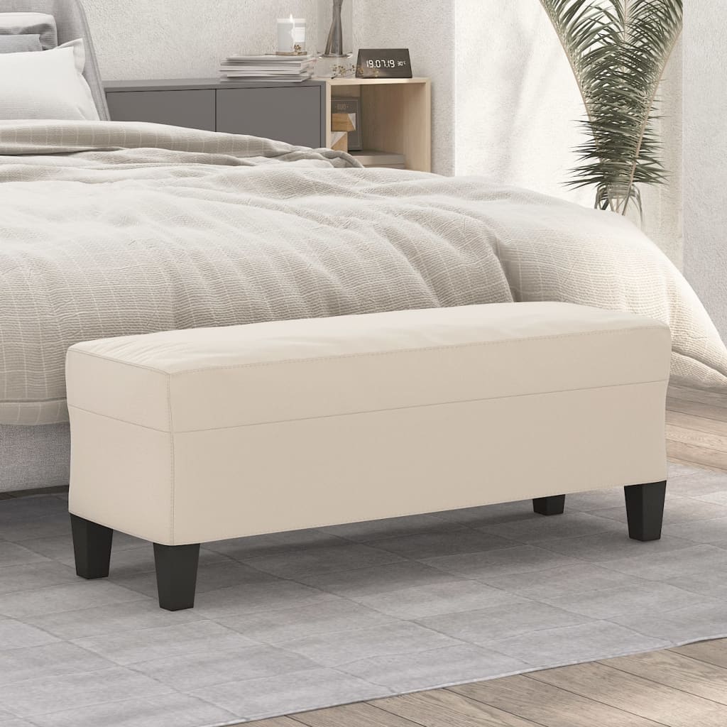 Bankje 100x35x41 cm microvezelstof crèmekleurig is nu te koop bij PeponiXL, paradijselijk wonen!