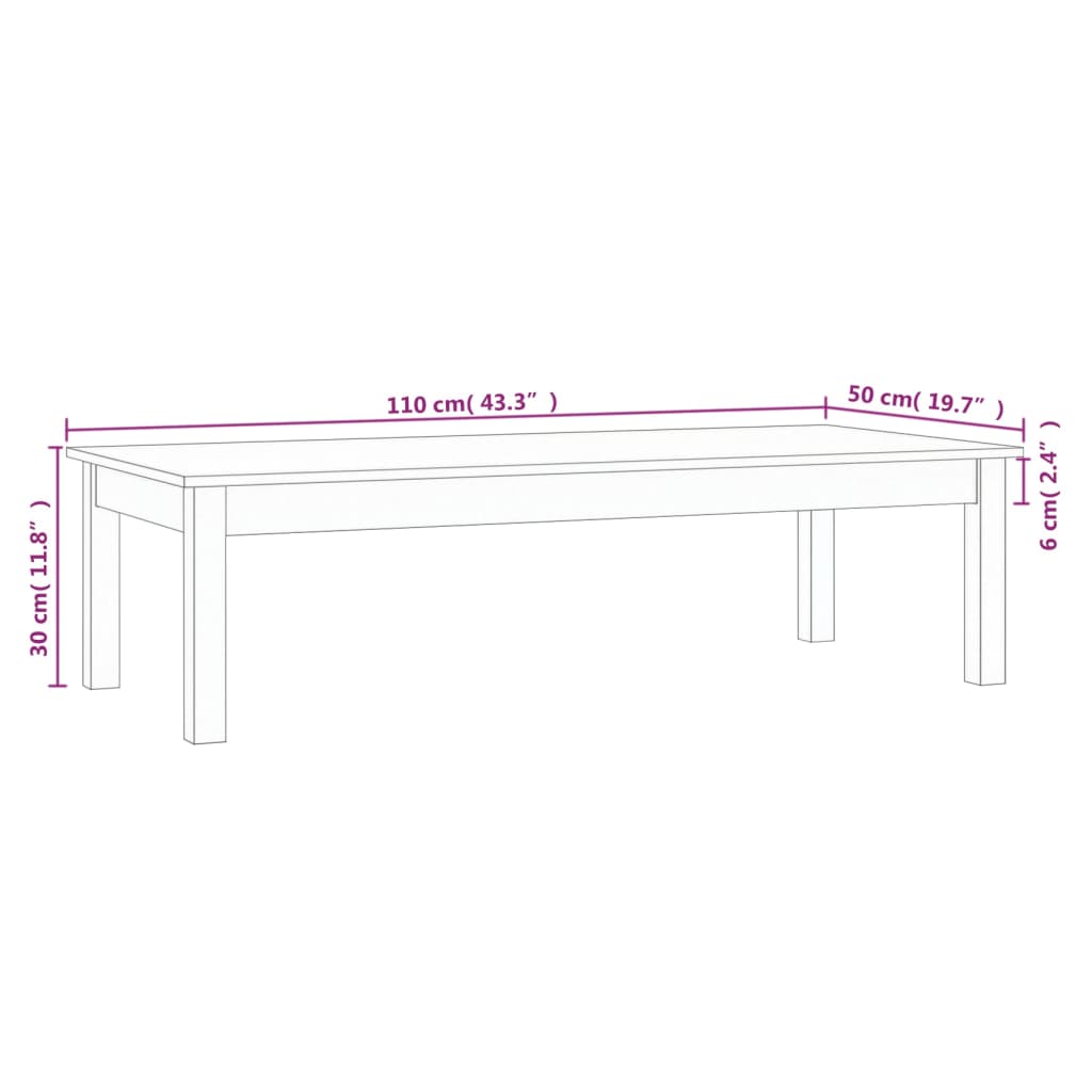 Salontafel 110x50x30 cm massief grenenhout is nu te koop bij PeponiXL, paradijselijk wonen!