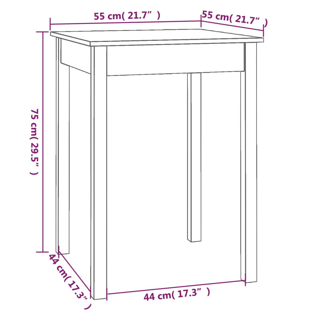 Eettafel 55x55x75 cm massief grenenhout wit is nu te koop bij PeponiXL, paradijselijk wonen!