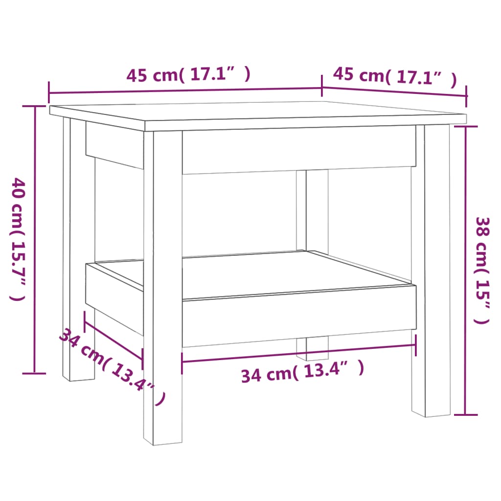 Salontafel 45x45x40 cm massief grenenhout is nu te koop bij PeponiXL, paradijselijk wonen!