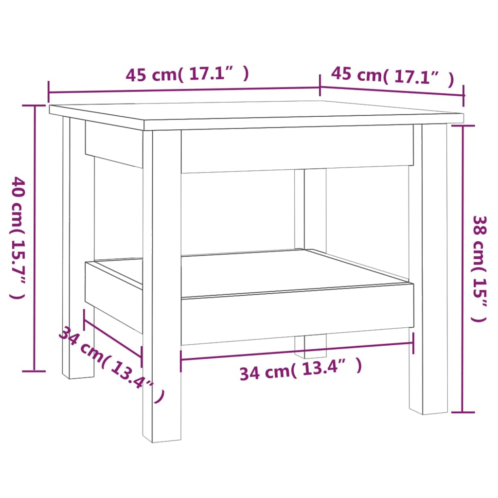 Salontafel Wit 45x45x40 cm Massief grenenhout is nu te koop bij PeponiXL, paradijselijk wonen!
