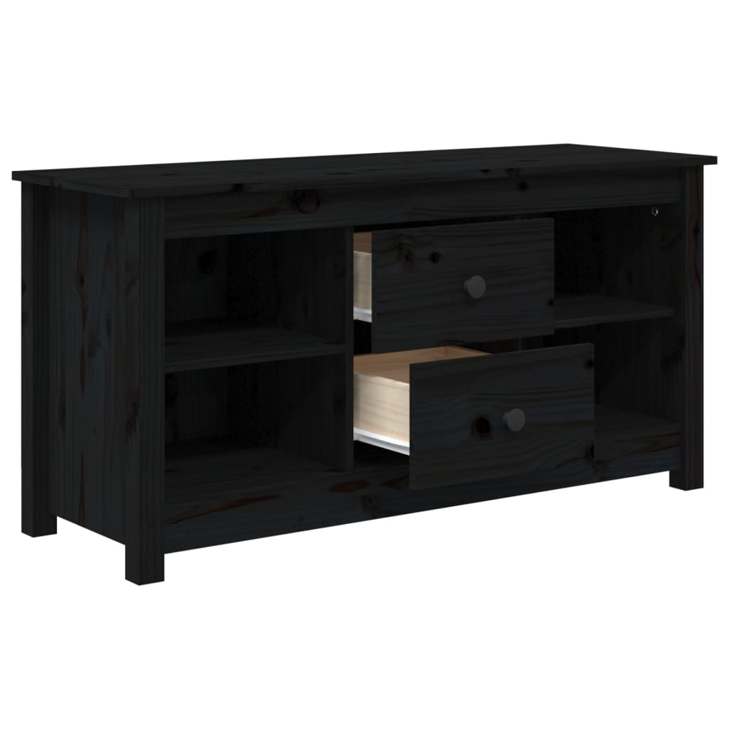 Tv-meubel 103x36,5x52 cm massief grenenhout zwart is nu te koop bij PeponiXL, paradijselijk wonen!