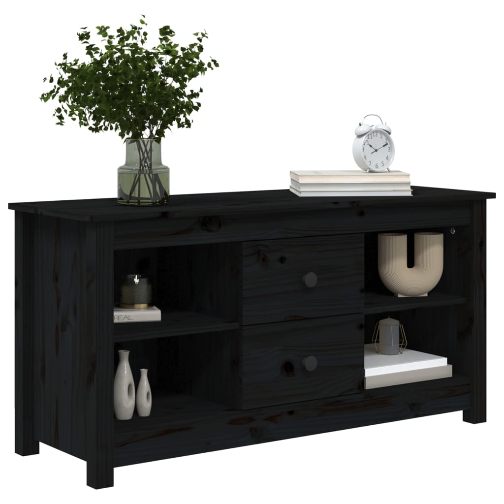 Tv-meubel 103x36,5x52 cm massief grenenhout zwart is nu te koop bij PeponiXL, paradijselijk wonen!