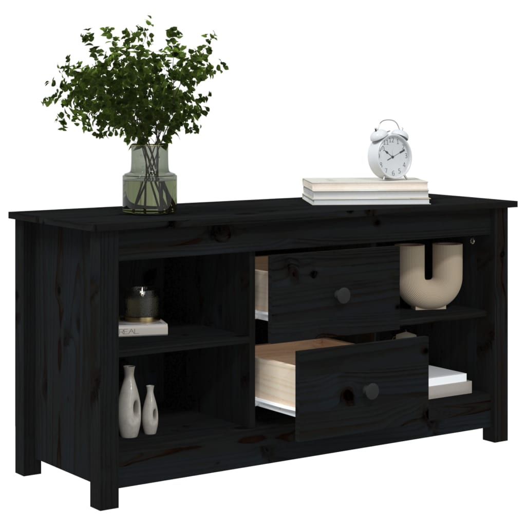 Tv-meubel 103x36,5x52 cm massief grenenhout zwart is nu te koop bij PeponiXL, paradijselijk wonen!