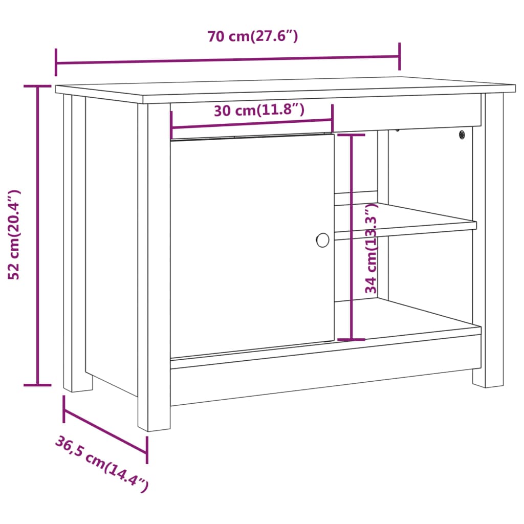Tv-meubel 70x36,5x52 cm massief grenenhout honingbruin is nu te koop bij PeponiXL, paradijselijk wonen!