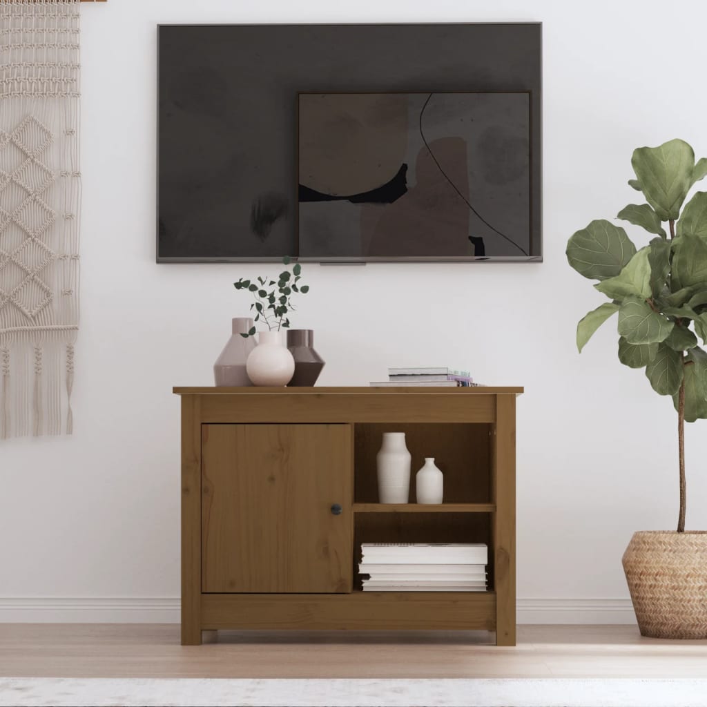 Tv-meubel 70x36,5x52 cm massief grenenhout honingbruin is nu te koop bij PeponiXL, paradijselijk wonen!