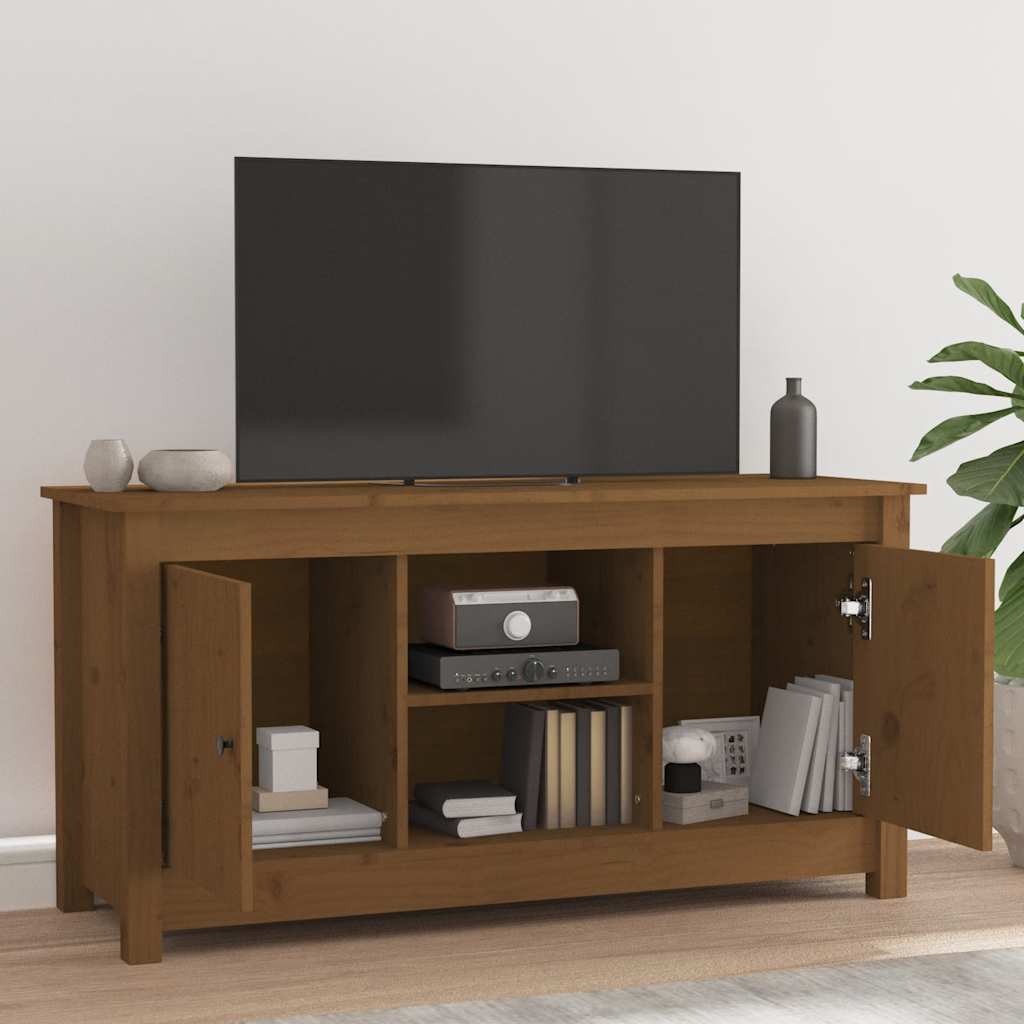 Tv-meubel 103x36,5x52 cm massief grenenhout honingbruin is nu te koop bij PeponiXL, paradijselijk wonen!