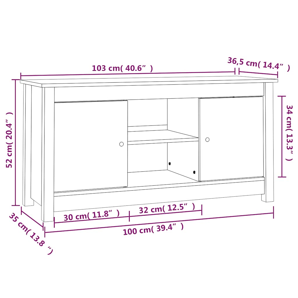 Tv-meubel 103x36,5x52 cm massief grenenhout honingbruin is nu te koop bij PeponiXL, paradijselijk wonen!
