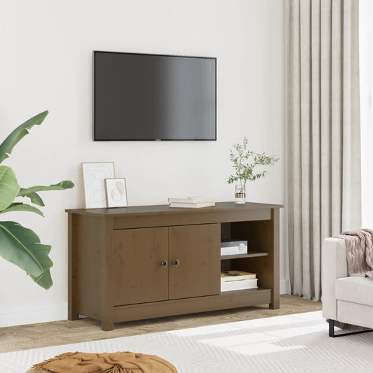 Tv-meubel 103x36,5x52 cm massief grenenhout honingbruin is nu te koop bij PeponiXL, paradijselijk wonen!