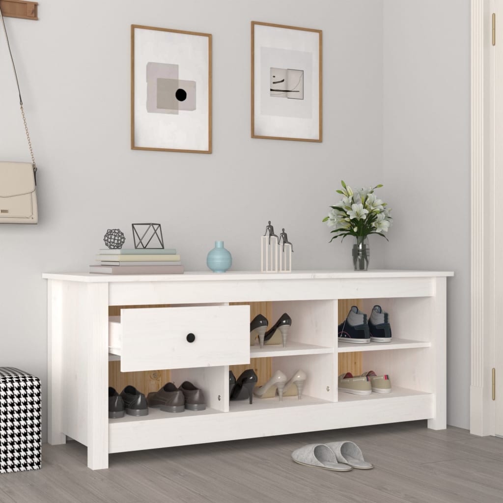 Schoenenkast 110x38x45,5 cm massief grenenhout wit is nu te koop bij PeponiXL, paradijselijk wonen!
