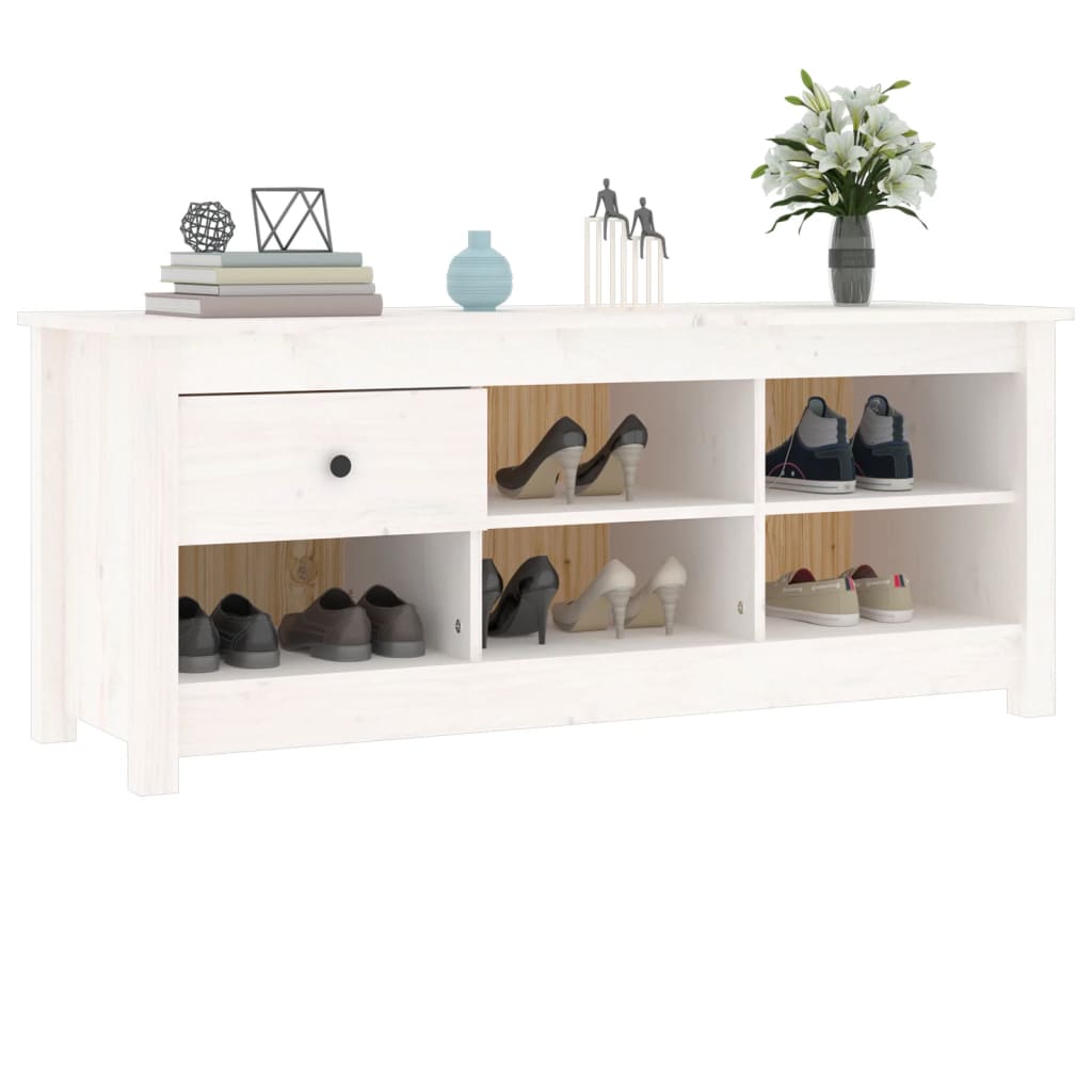 Schoenenkast 110x38x45,5 cm massief grenenhout wit is nu te koop bij PeponiXL, paradijselijk wonen!