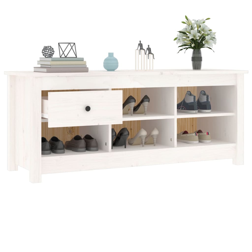 Schoenenkast 110x38x45,5 cm massief grenenhout wit is nu te koop bij PeponiXL, paradijselijk wonen!