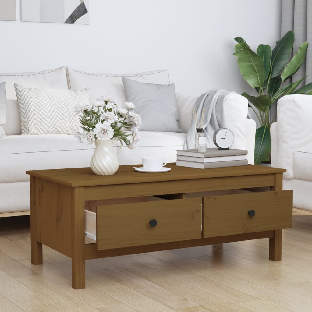 Salontafel 100x50x40 cm massief grenenhout honingbruin is nu te koop bij PeponiXL, paradijselijk wonen!