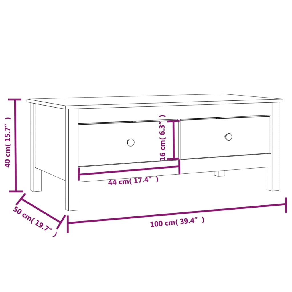 Salontafel 100x50x40 cm massief grenenhout honingbruin is nu te koop bij PeponiXL, paradijselijk wonen!