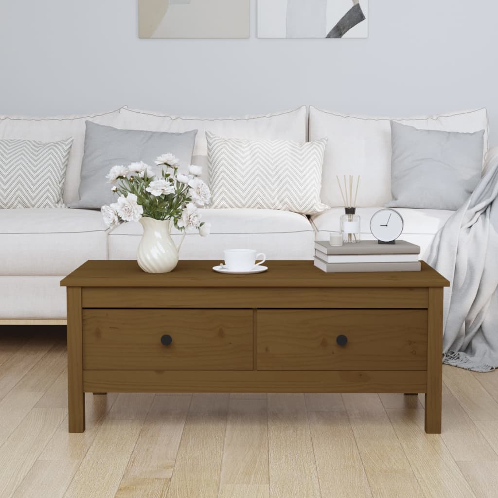 Salontafel 100x50x40 cm massief grenenhout honingbruin is nu te koop bij PeponiXL, paradijselijk wonen!