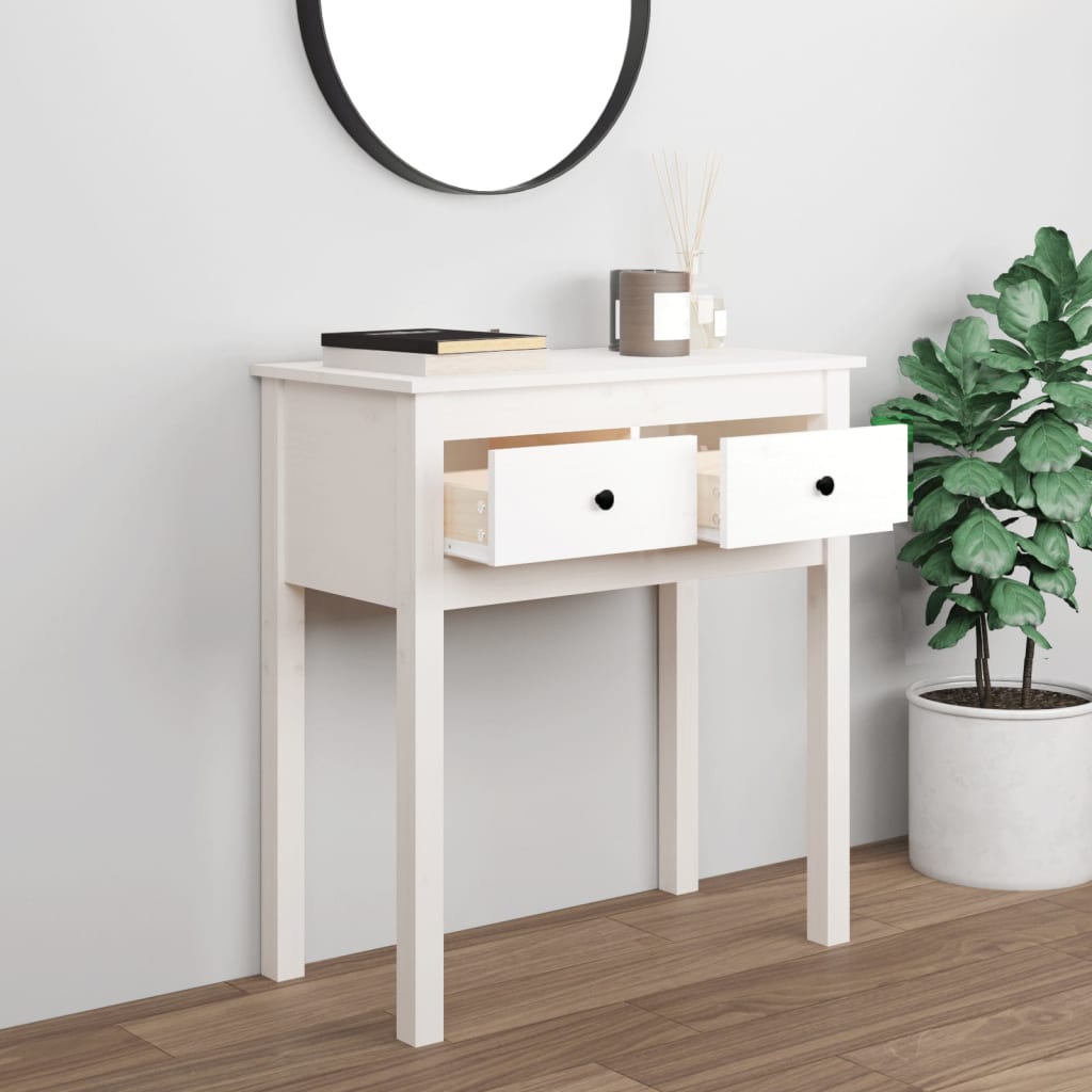 Wandtafel 70x35x75 cm massief grenenhout wit is nu te koop bij PeponiXL, paradijselijk wonen!
