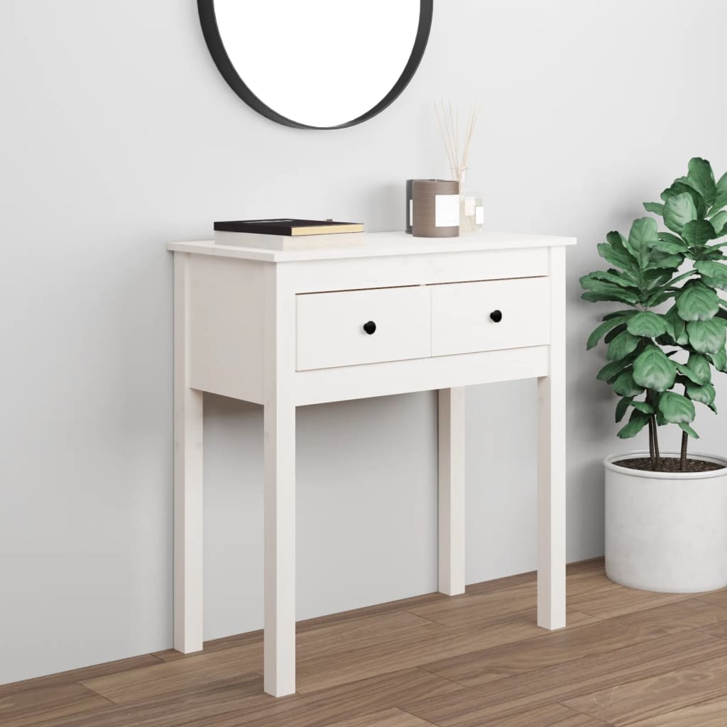 Wandtafel 70x35x75 cm massief grenenhout wit is nu te koop bij PeponiXL, paradijselijk wonen!