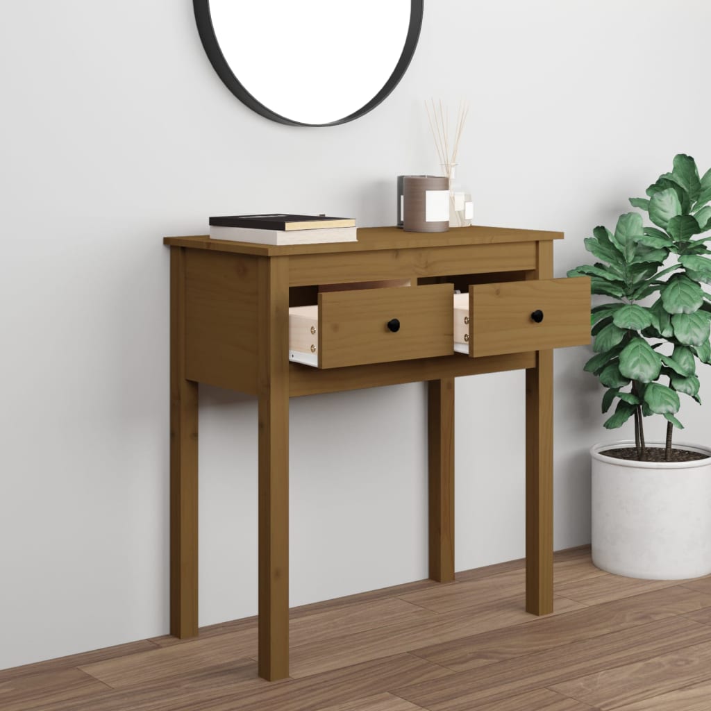 Wandtafel 70x35x75 cm massief grenenhout honingbruin is nu te koop bij PeponiXL, paradijselijk wonen!