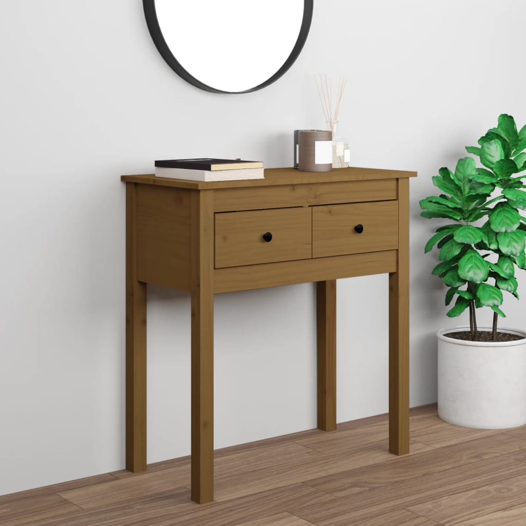 Wandtafel 70x35x75 cm massief grenenhout honingbruin is nu te koop bij PeponiXL, paradijselijk wonen!