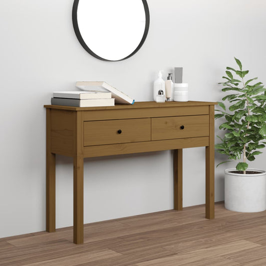 Wandtafel 100x35x75 cm massief grenenhout honingbruin is nu te koop bij PeponiXL, paradijselijk wonen!