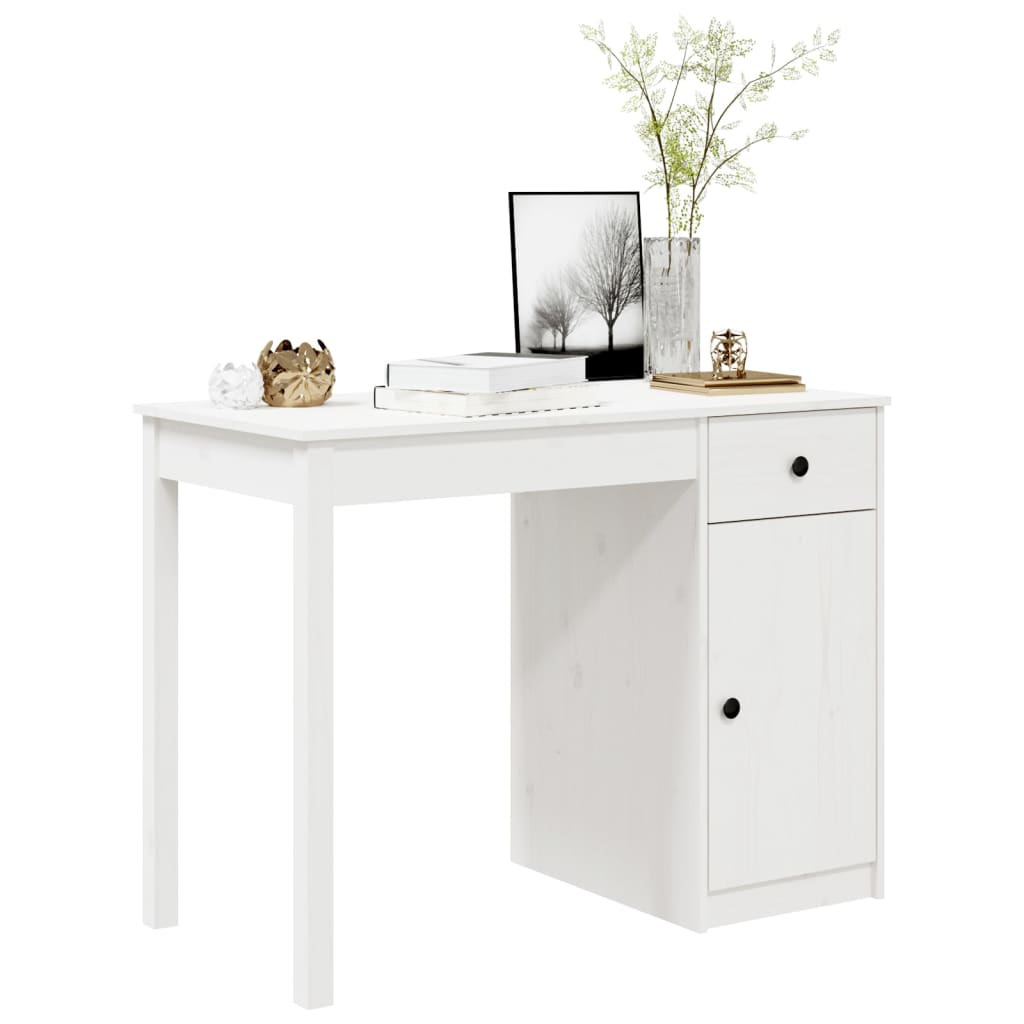 Bureau 100x50x75 cm massief grenenhout wit is nu te koop bij PeponiXL, paradijselijk wonen!