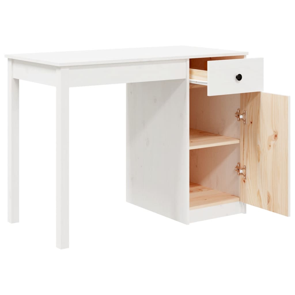 Bureau 100x50x75 cm massief grenenhout wit is nu te koop bij PeponiXL, paradijselijk wonen!