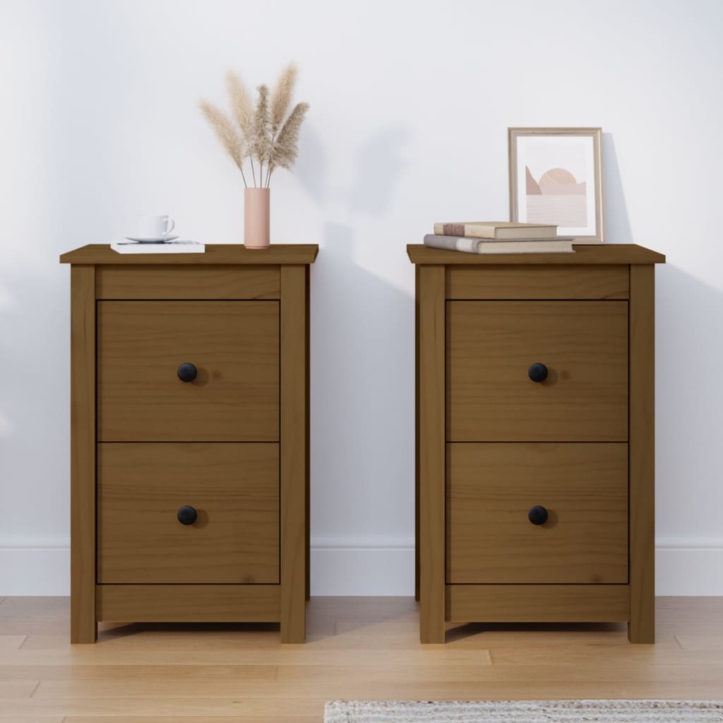 Nachtkastjes 2 st 40x35x61,5 cm massief grenenhout honingbruin is nu te koop bij PeponiXL, paradijselijk wonen!