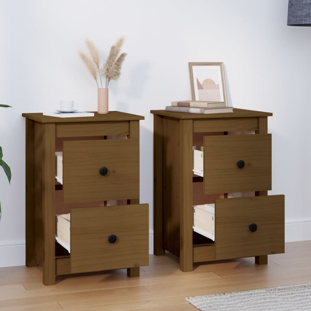 Nachtkastjes 2 st 40x35x61,5 cm massief grenenhout honingbruin is nu te koop bij PeponiXL, paradijselijk wonen!