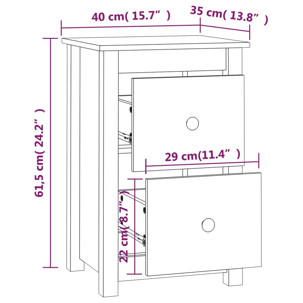 Nachtkastjes 2 st 40x35x61,5 cm massief grenenhout honingbruin is nu te koop bij PeponiXL, paradijselijk wonen!