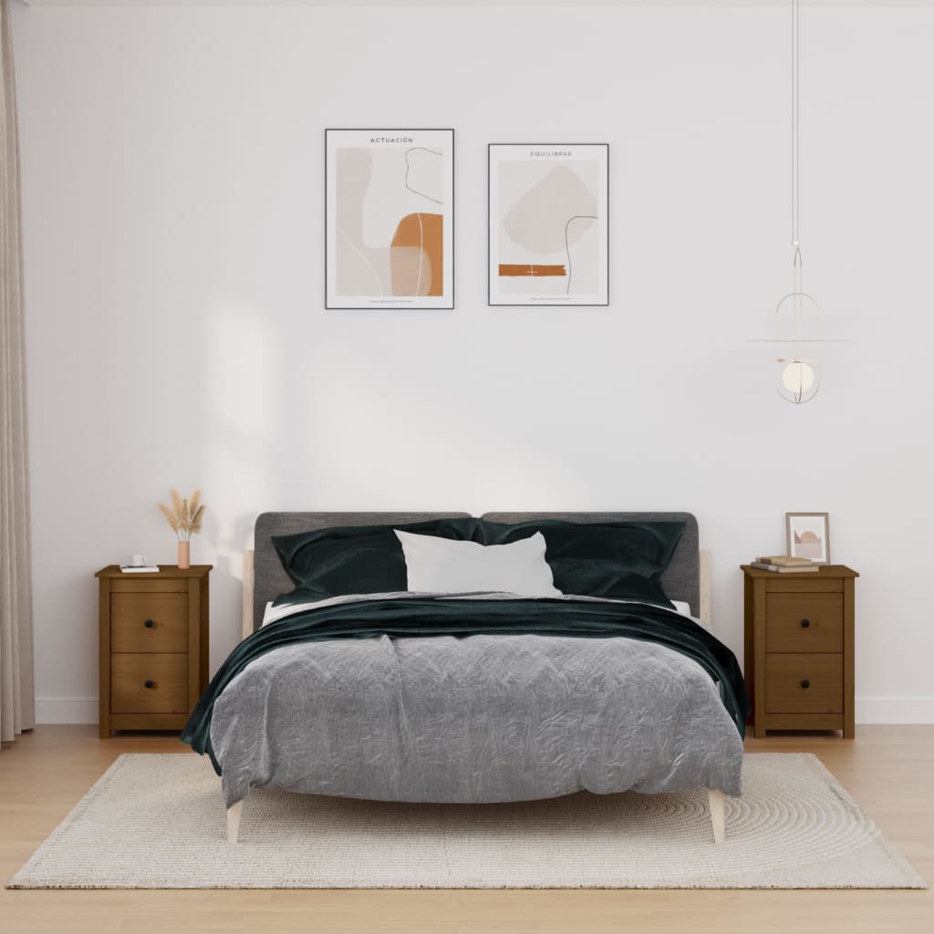 Nachtkastjes 2 st 40x35x61,5 cm massief grenenhout honingbruin is nu te koop bij PeponiXL, paradijselijk wonen!