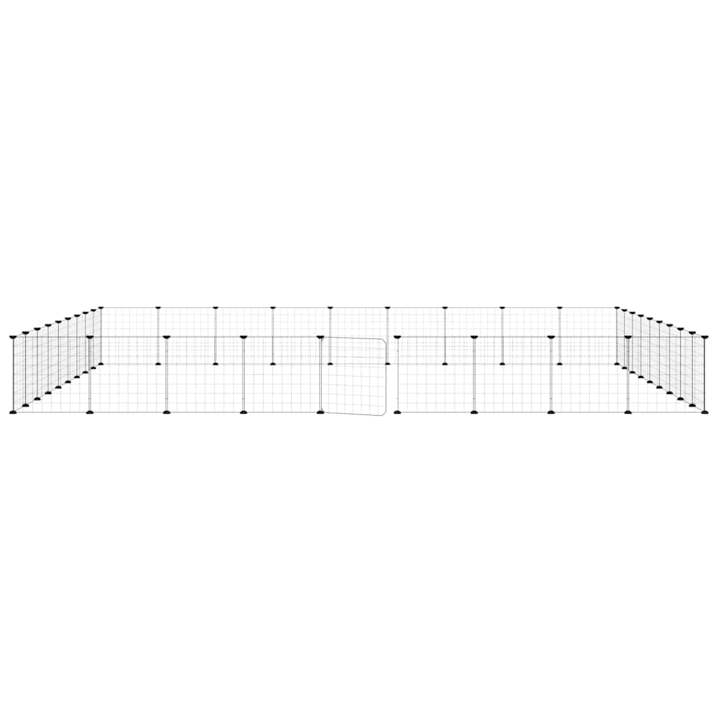Huisdierenkooi met deur 36 panelen 35x35 cm staal zwart is nu te koop bij PeponiXL, paradijselijk wonen!