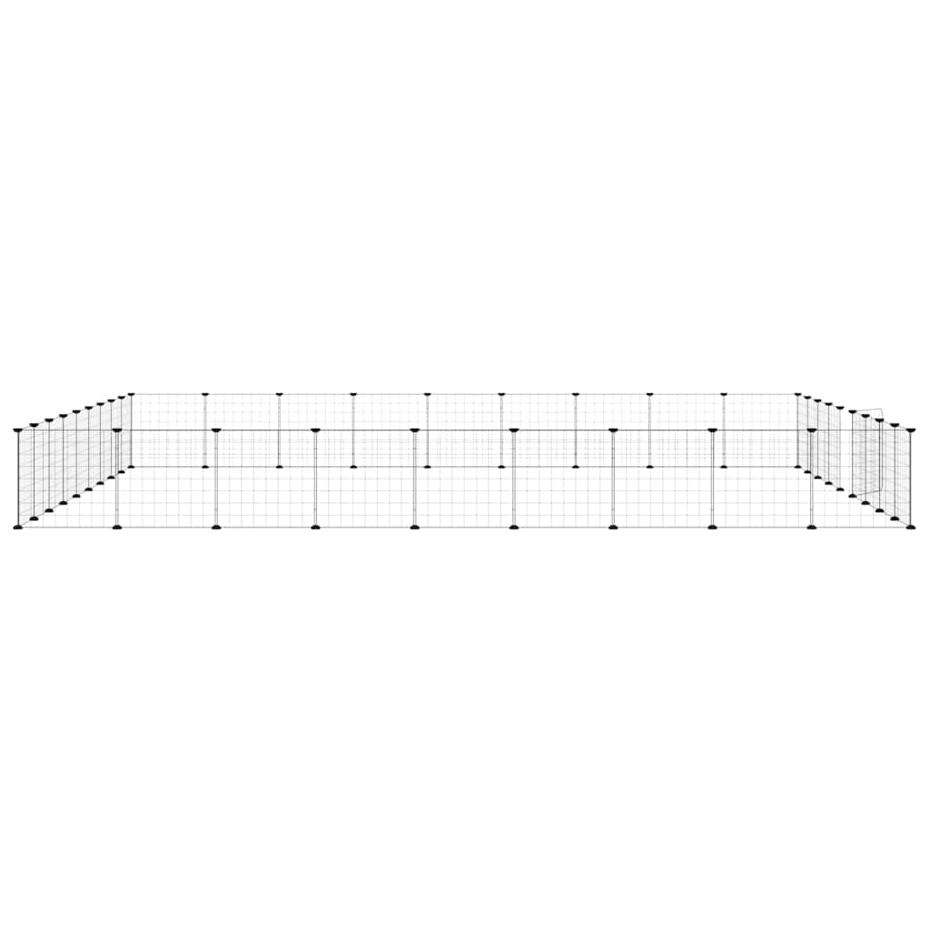 Huisdierenkooi met deur 36 panelen 35x35 cm staal zwart is nu te koop bij PeponiXL, paradijselijk wonen!