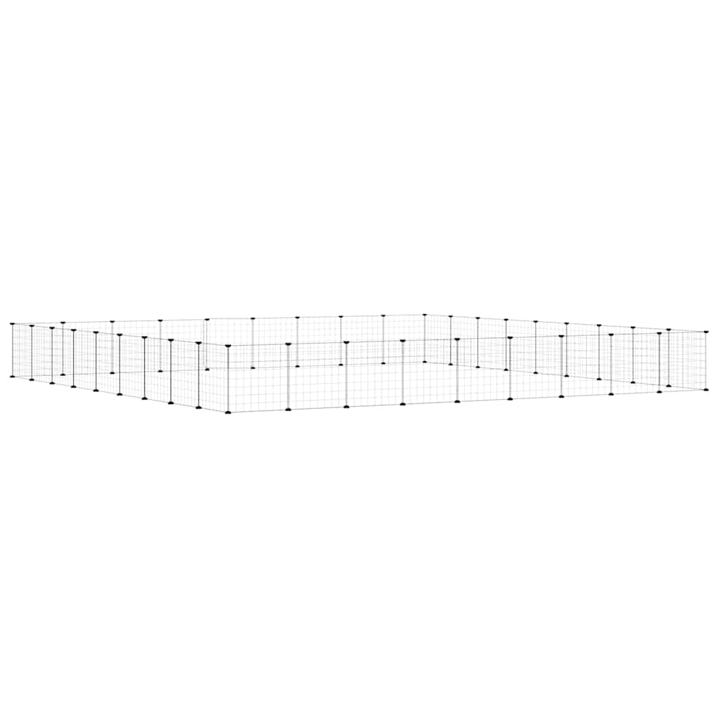 Huisdierenkooi met deur 36 panelen 35x35 cm staal zwart is nu te koop bij PeponiXL, paradijselijk wonen!