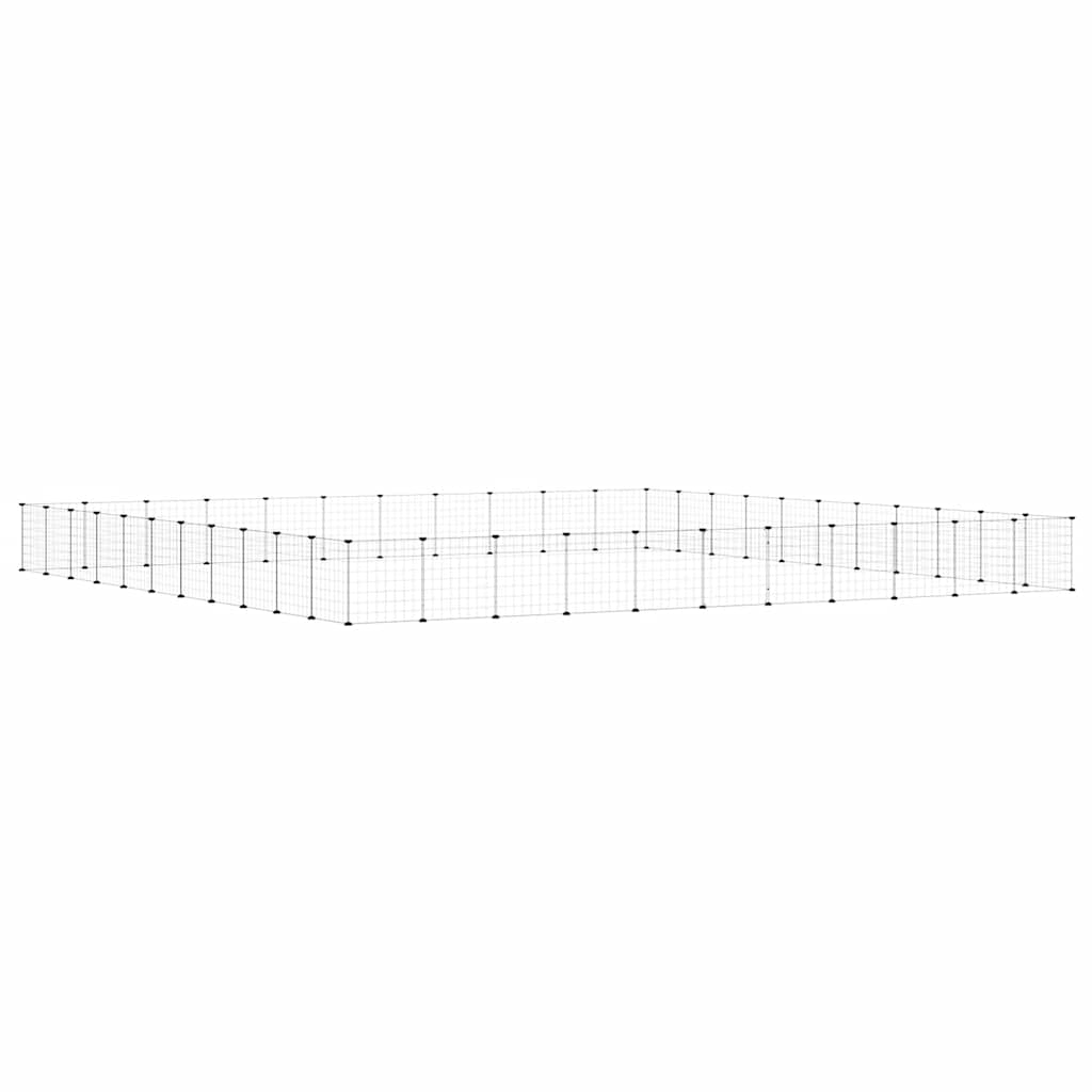 Huisdierenkooi met deur 44 panelen 35x35 cm staal zwart is nu te koop bij PeponiXL, paradijselijk wonen!