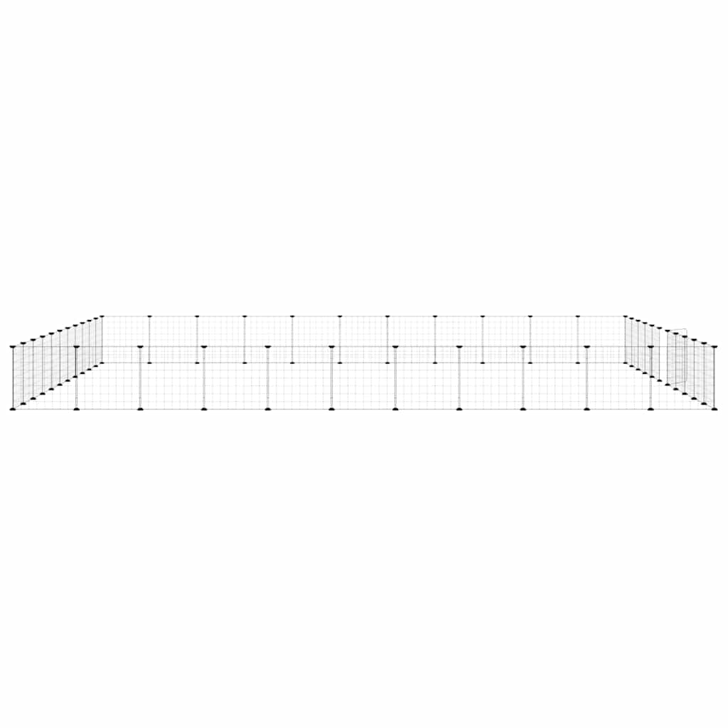 Huisdierenkooi met deur 44 panelen 35x35 cm staal zwart is nu te koop bij PeponiXL, paradijselijk wonen!