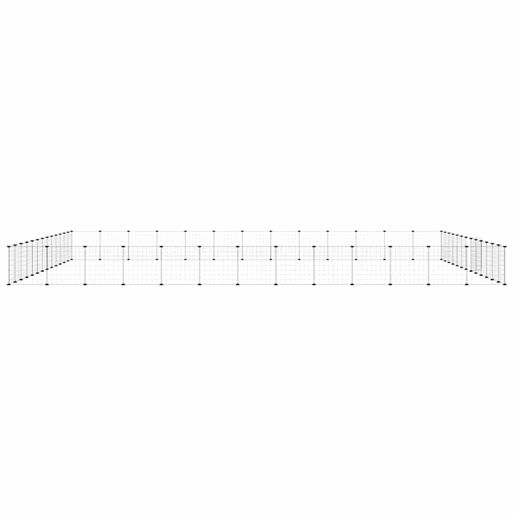 Huisdierenkooi met deur 52 panelen 35x35 cm staal zwart is nu te koop bij PeponiXL, paradijselijk wonen!