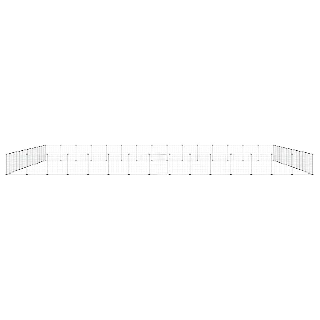 Huisdierenkooi met deur 60 panelen 35x35 cm staal zwart is nu te koop bij PeponiXL, paradijselijk wonen!