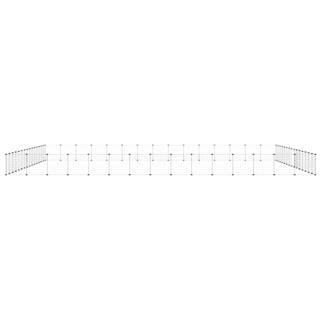 Huisdierenkooi met deur 60 panelen 35x35 cm staal zwart is nu te koop bij PeponiXL, paradijselijk wonen!