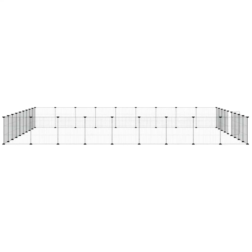 Huisdierenkooi met deur 36 panelen 35x35 cm staal zwart is nu te koop bij PeponiXL, paradijselijk wonen!