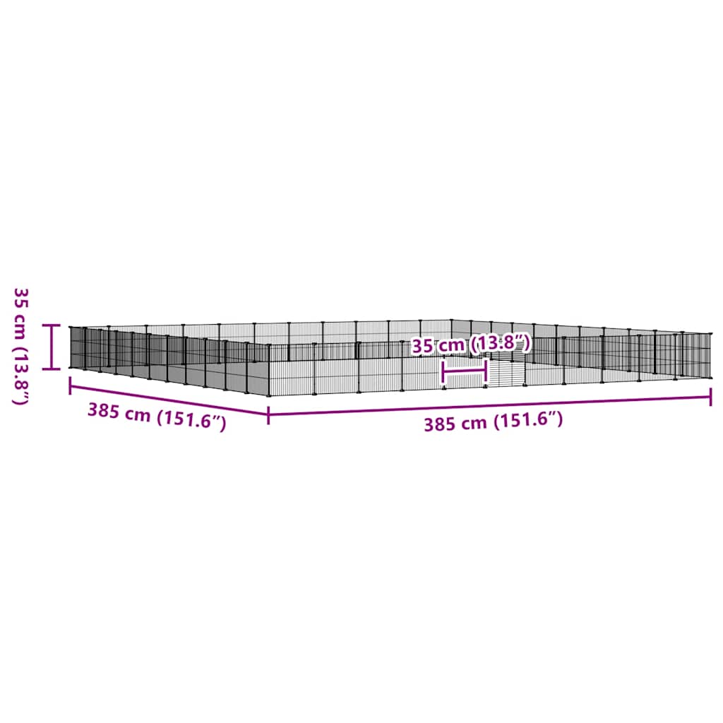 Huisdierenkooi met deur 44 panelen 35x35 cm staal zwart is nu te koop bij PeponiXL, paradijselijk wonen!