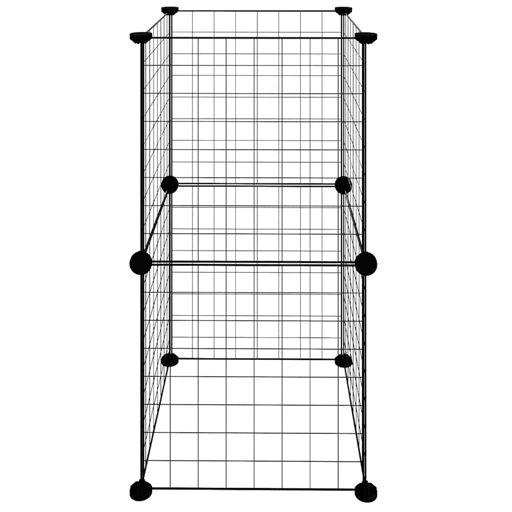 Huisdierenkooi met 8 panelen 35x35 cm staal zwart is nu te koop bij PeponiXL, paradijselijk wonen!