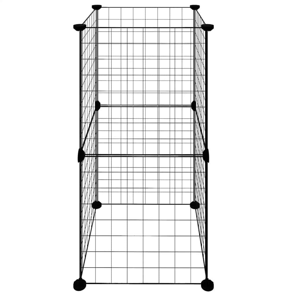 Huisdierenkooi met 8 panelen 35x35 cm staal zwart is nu te koop bij PeponiXL, paradijselijk wonen!