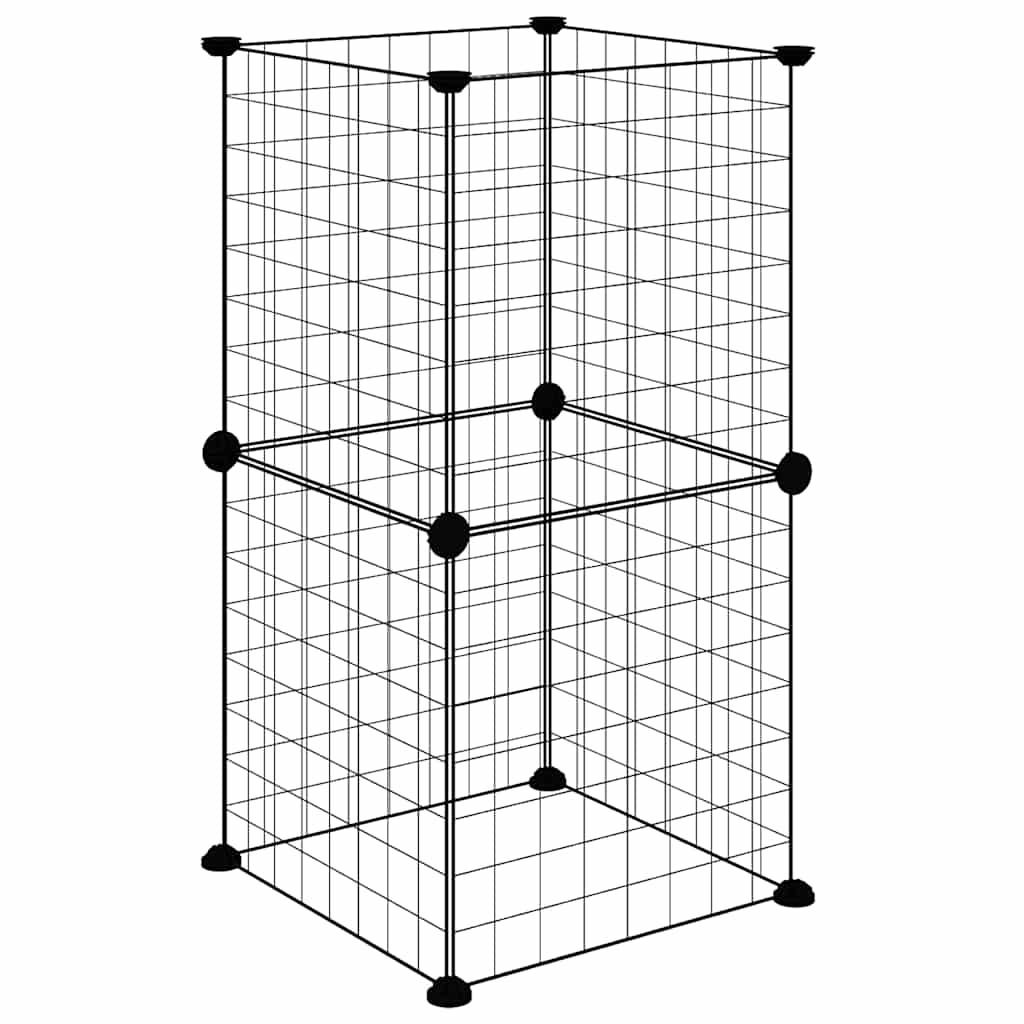 Huisdierenkooi met 8 panelen 35x35 cm staal zwart is nu te koop bij PeponiXL, paradijselijk wonen!