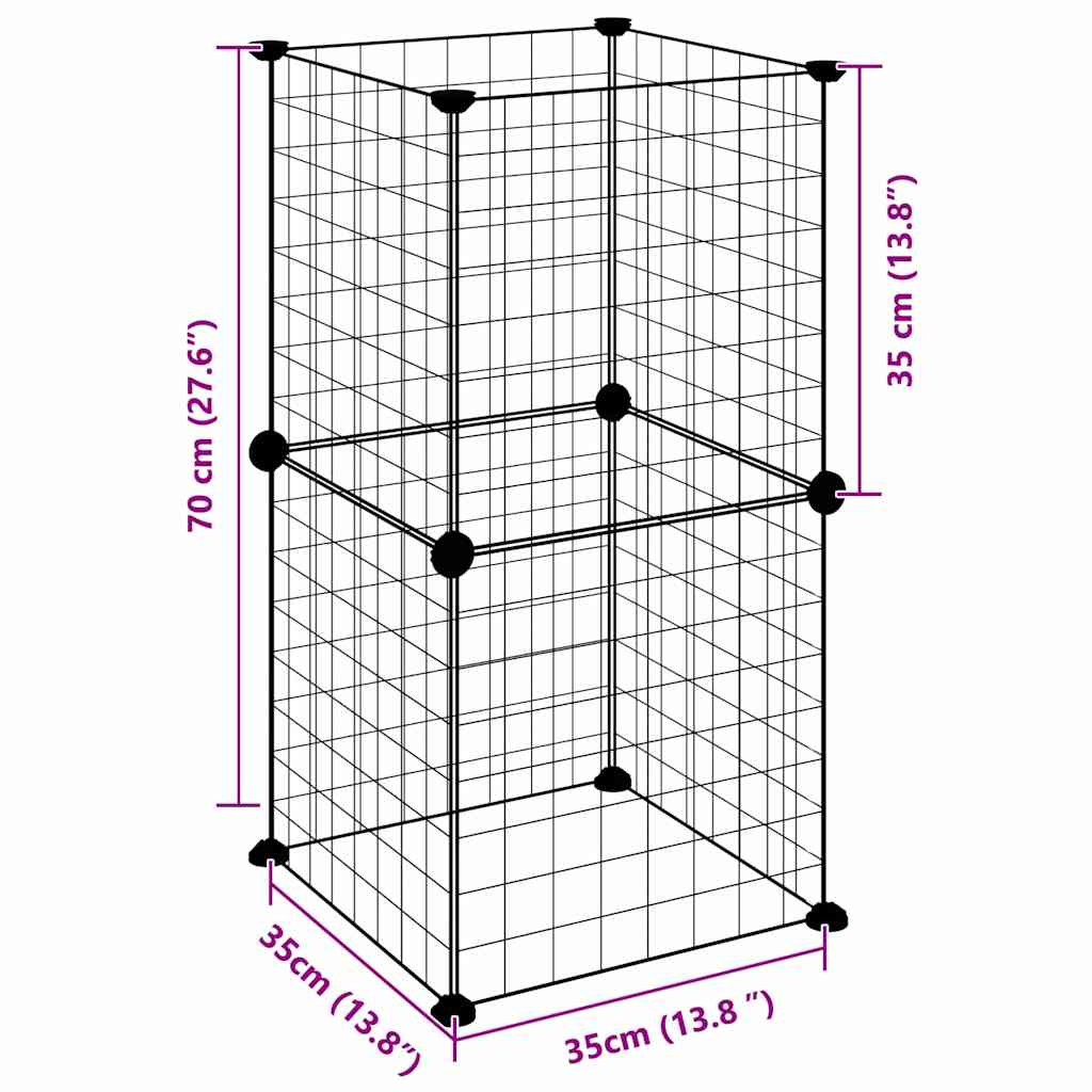 Huisdierenkooi met 8 panelen 35x35 cm staal zwart is nu te koop bij PeponiXL, paradijselijk wonen!