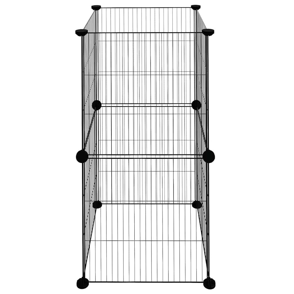 Huisdierenkooi met 8 panelen 35x35 cm staal zwart is nu te koop bij PeponiXL, paradijselijk wonen!