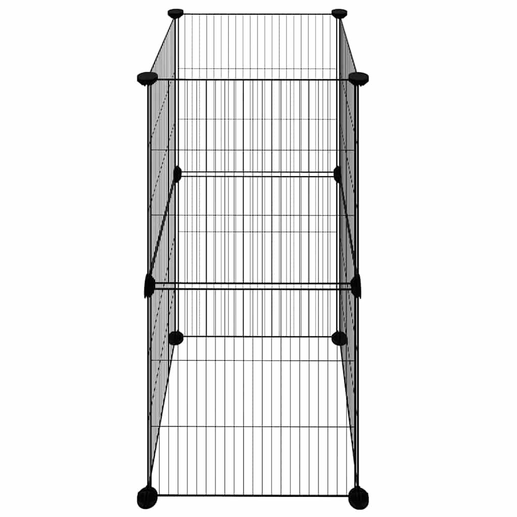 Huisdierenkooi met 8 panelen 35x35 cm staal zwart is nu te koop bij PeponiXL, paradijselijk wonen!