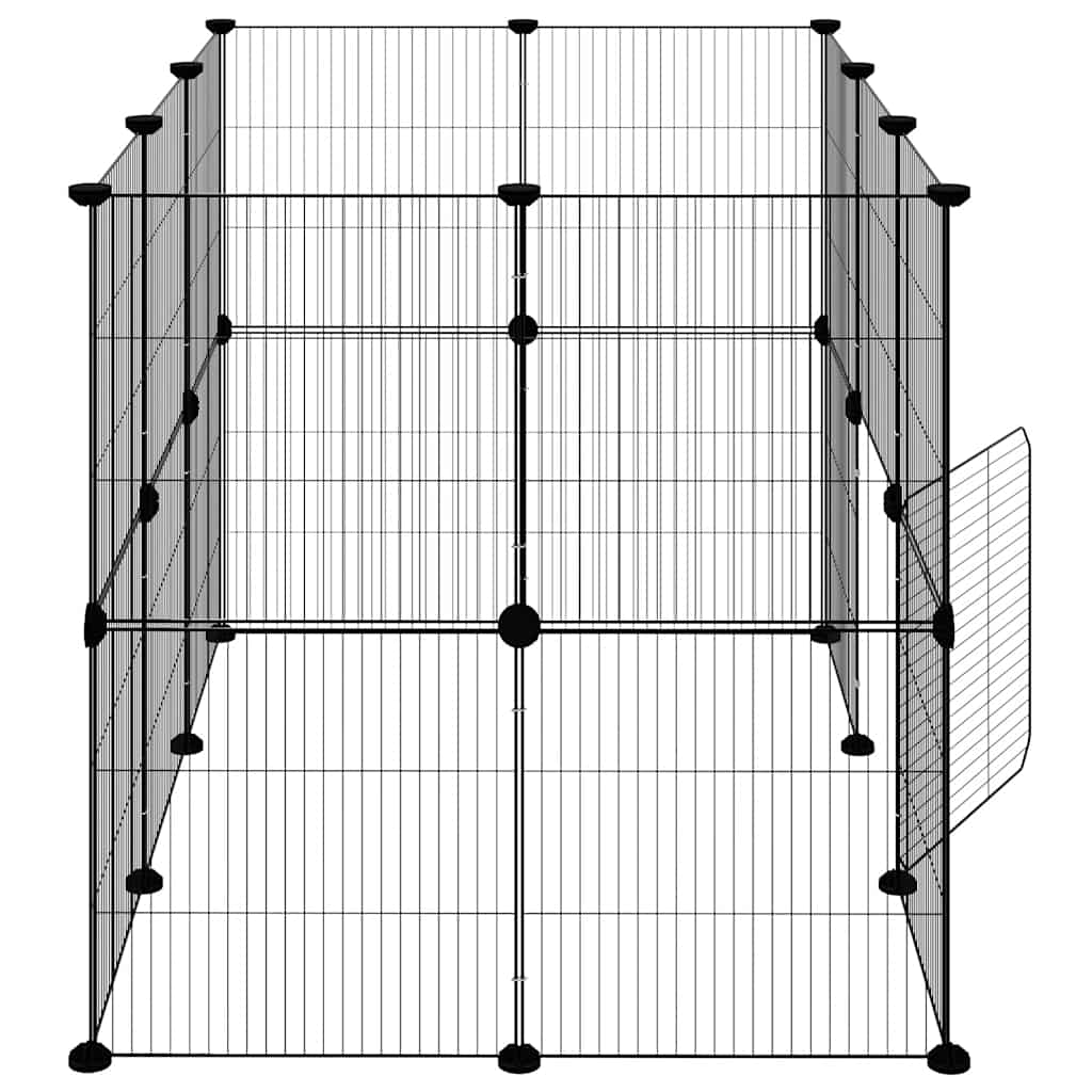 Huisdierenkooi met deur 20 panelen 35x35 cm staal zwart is nu te koop bij PeponiXL, paradijselijk wonen!