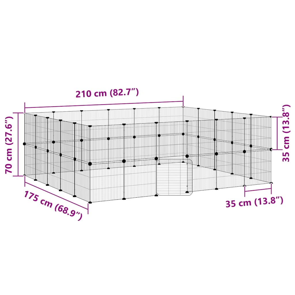 Huisdierenkooi met deur 44 panelen 35x35 cm staal zwart is nu te koop bij PeponiXL, paradijselijk wonen!