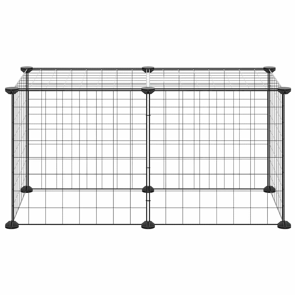 Huisdierenkooi met 8 panelen 35x35 cm staal zwart is nu te koop bij PeponiXL, paradijselijk wonen!
